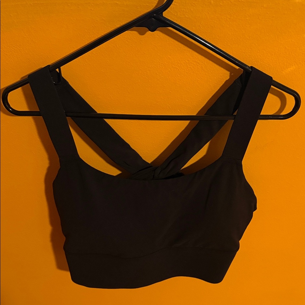 Athleta black Warrior Twist Longline Bra D-DD